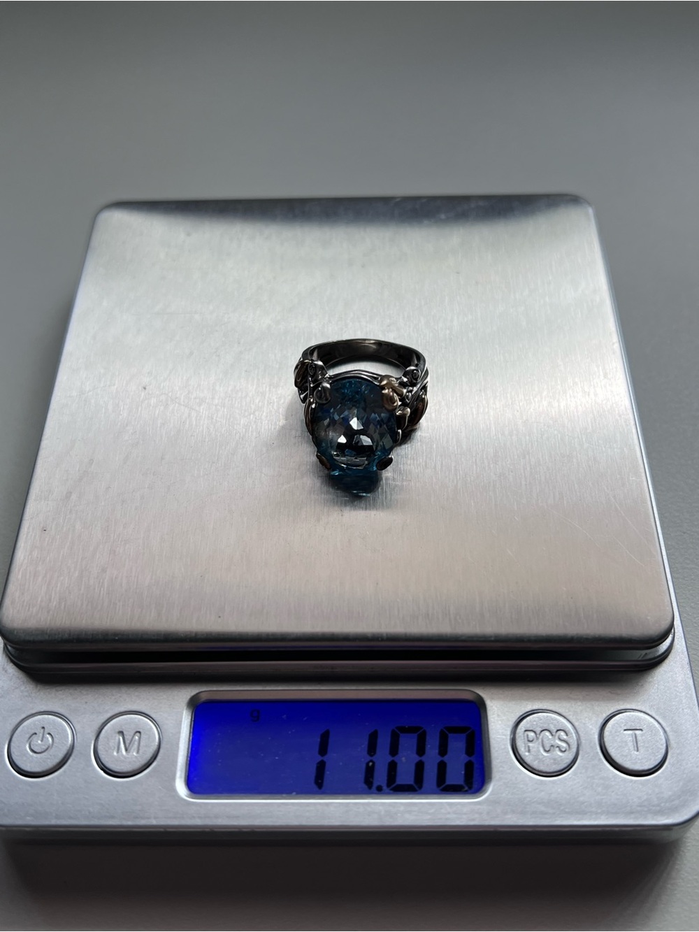 Barbara Bixby 925 Sterling Silver 18K Gold Blue Topaz Statement Ring Size 8 - Picture 9 of 9